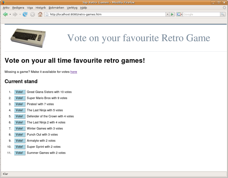 Retro Games front page